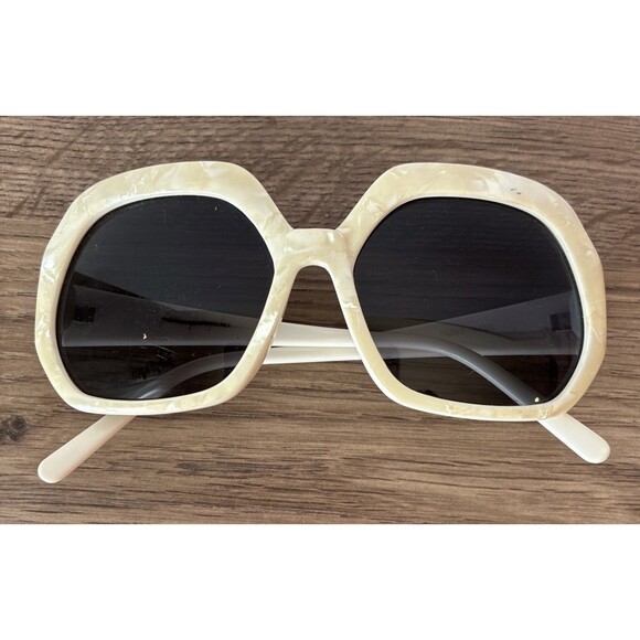 Free People Large Sunglasses, Retro Style, White, Mother Of Pearl - Picture 1 of 10